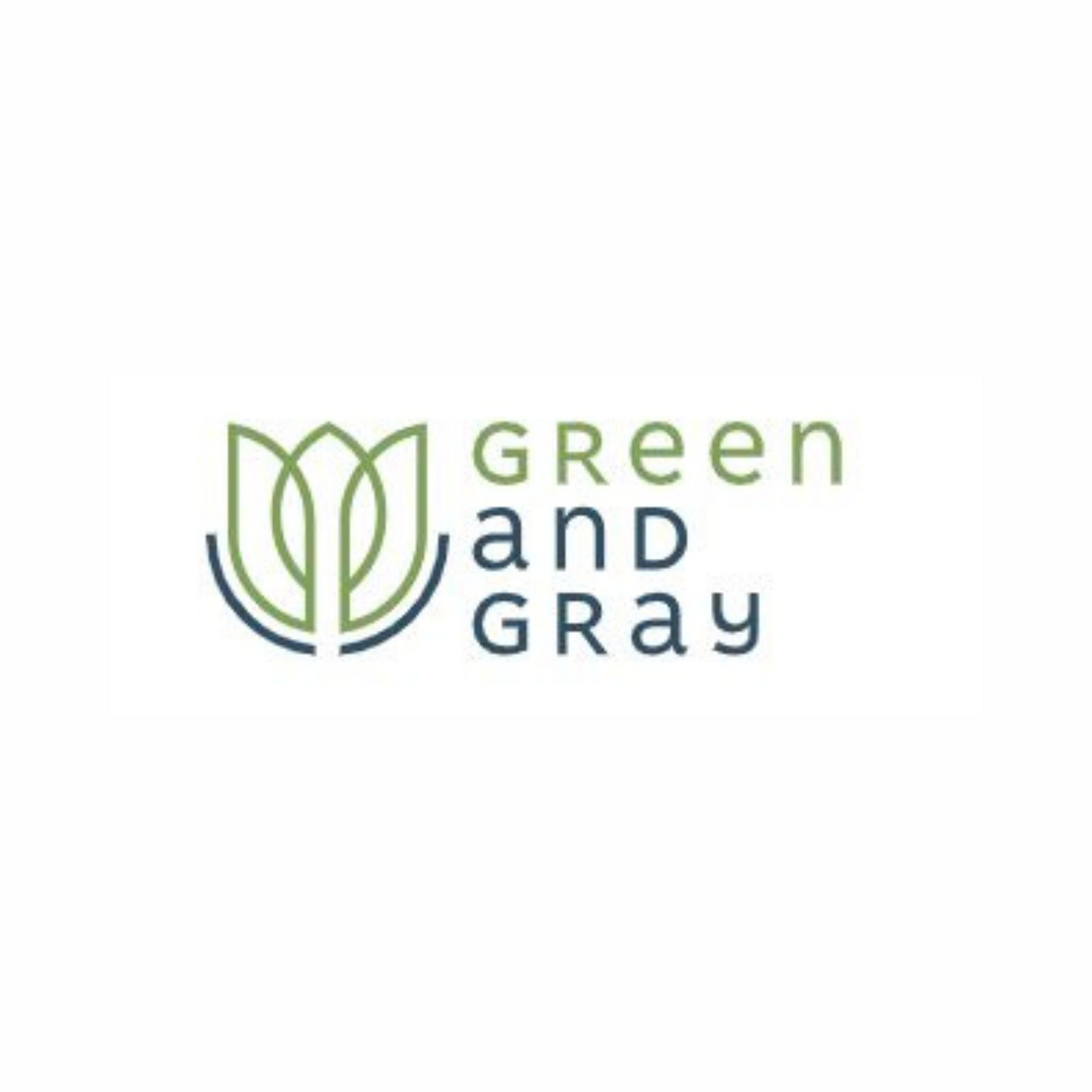 Лого на Green & Gray – изчистен шрифт в зелено и сиво, символизиращ връзката между природа и бетон.
