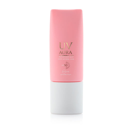 UV Aura туба на бял фон